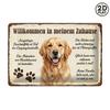 Vintage Golden Retriever Iron Sign Welcome to My Home No Rust for Living Room Cafe Home Office Indoor Outdoor x Inch