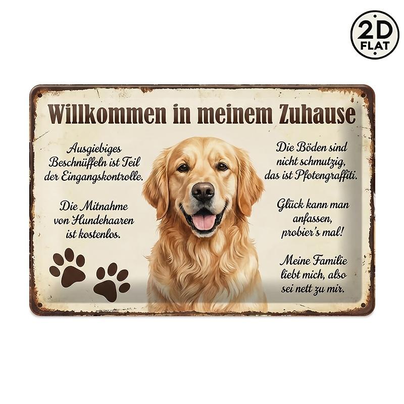Vintage Golden Retriever Iron Sign Welcome to My Home No Rust for Living Room Cafe Home Office Indoor Outdoor x Inch