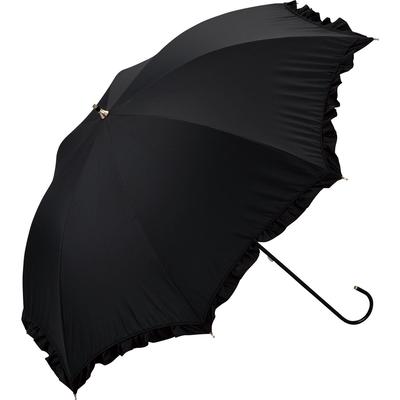 Long Parasol with Classic Black Light UV UPF Suitable for Rain or 50cm Solid Product [2024] Wpc. Frills, (100% Blocking, 100% Protection, 50+, Shine),