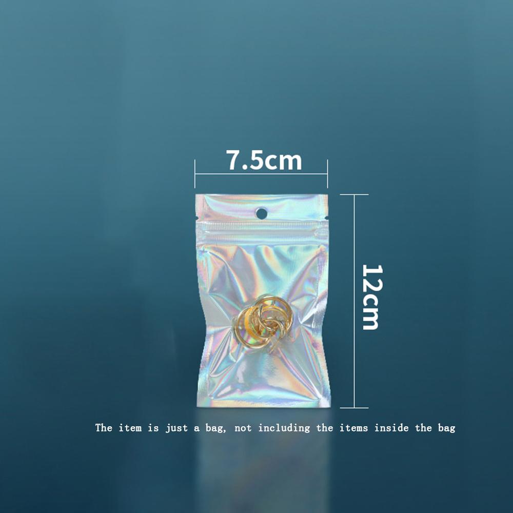 100pc Holographic Resealable Mylar Bags Ziplock Candy Suger Tee Jewelry Beauty Storage Pouches For Party Favor Home Organization