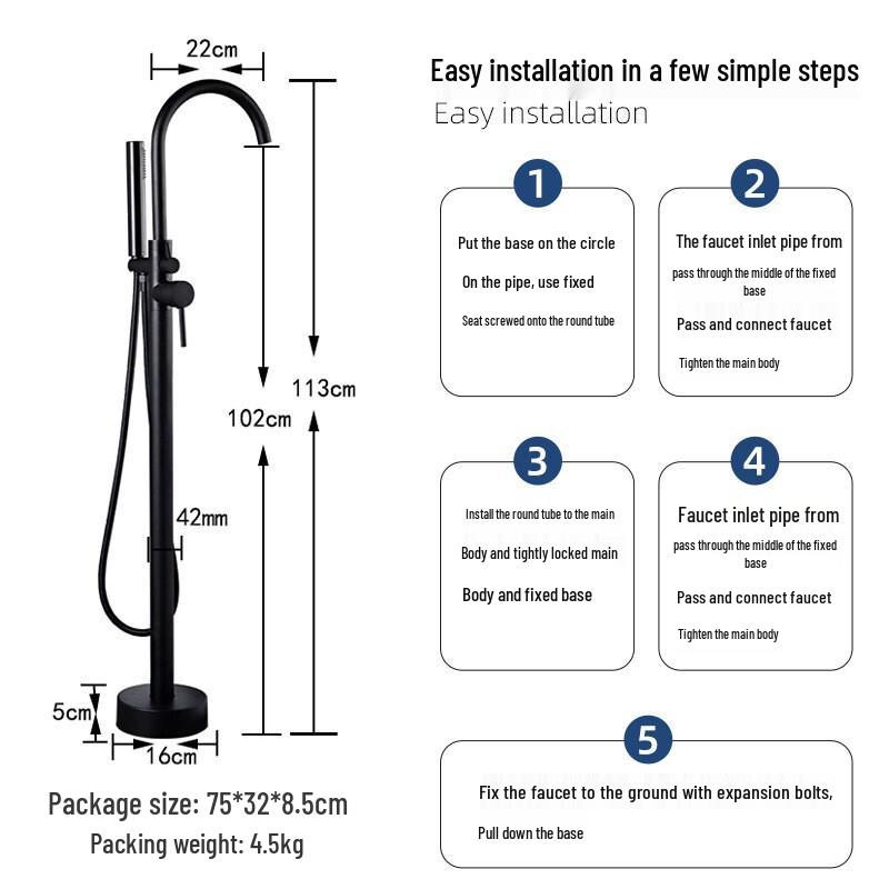 LY198 Brass Floor-Mounted Bathtub Faucet