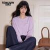 TonLion Women's Pure Cotton Loose Fit Long Sleeve T-Shirt