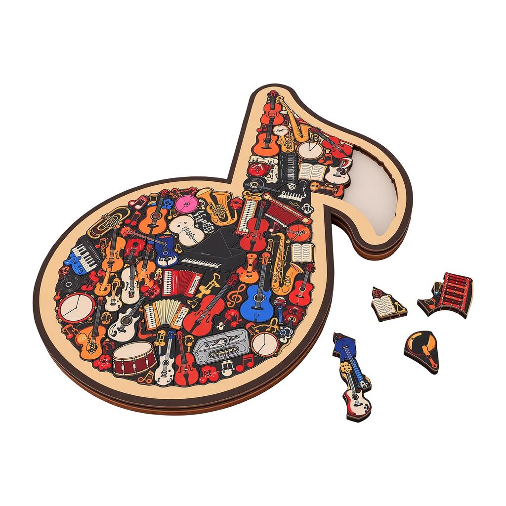 67 Pcs Musical Note Instrument Jigsaw Puzzle Ornament 3D Wooden Music Note Puzzle Decor B Type