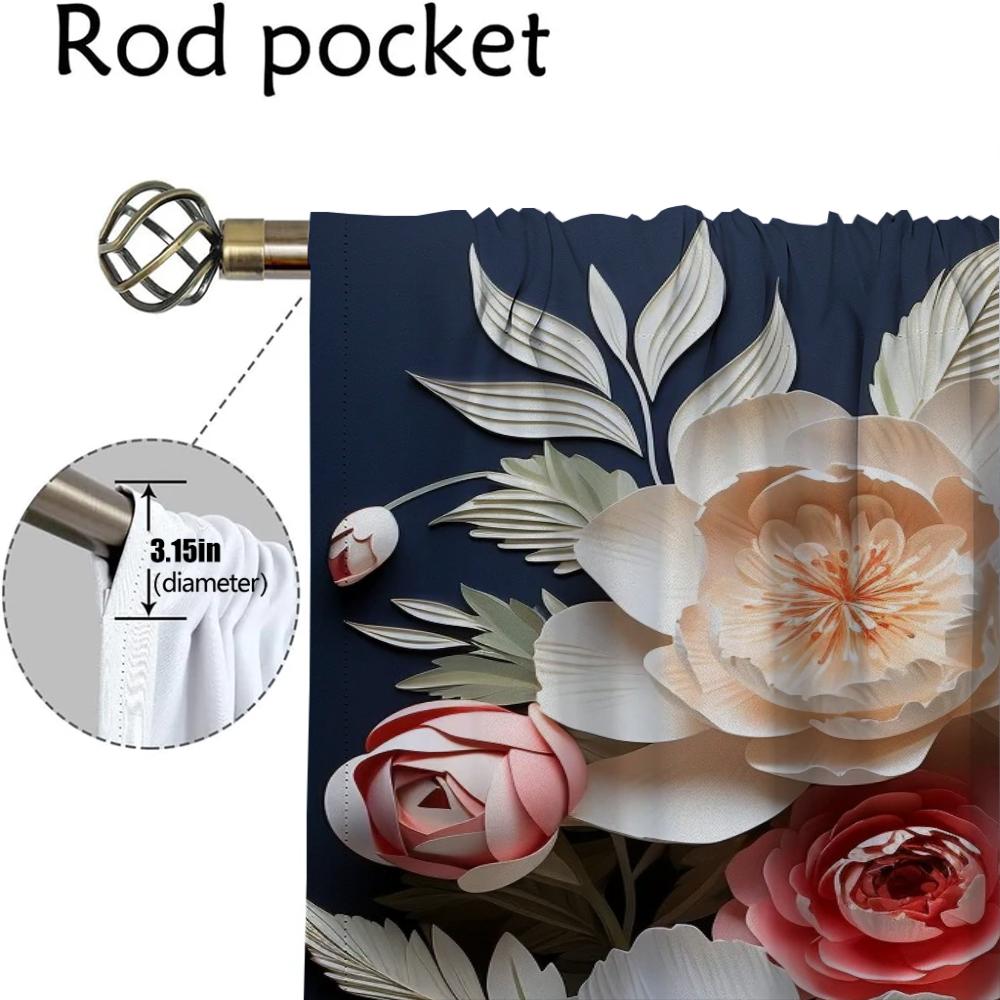 Modern Living Room Curtains 2 Pieces 3D Flower Curtains for Bedroom Blinds Blackout Curtain Partition Halloween Decoration Child