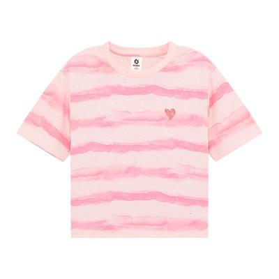 Zuo Xi Girls' Striped Cotton Short Sleeve T-Shirt