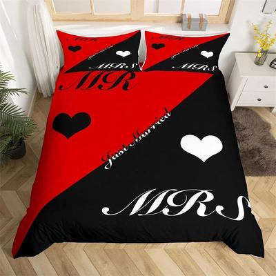 Mr Mrs Romantic Wedding Theme Comfortable Duvet Quilt Cover Pillowcase Bedding Set Children Bedroom Decoration Home Textile