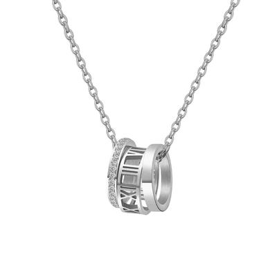 Roman Numeral Always For Women and CZ Diamond Roman Surgical Stainless Silver [Galant] Necklace, Wear, Men, Simple, Hypoallergenic, (Zirconia),