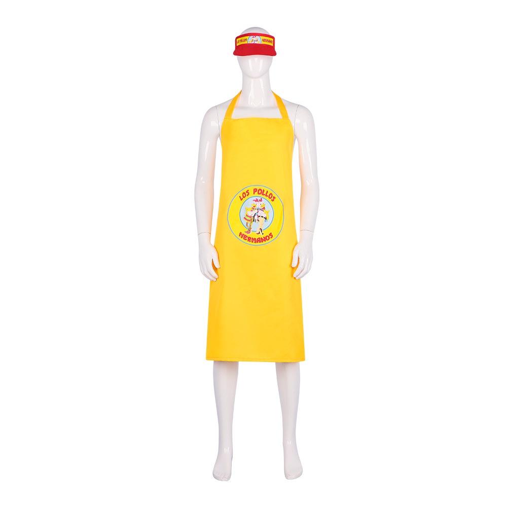 Los Pollos Fried Chicken Cosplay Apron And Sun Hat Polyester Fabric Red Apron+hat