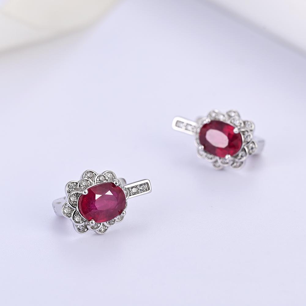 Natural Filled Ruby Jewelry Set July Birthstone 925 Silver Ring Earrings Necklace for Women Wedding Banquet Gifts Rare Precious