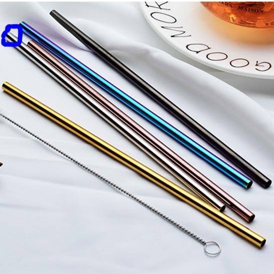 1PC Reusable Stainless Steel Straw Metal Drinking Straw Bent Straight Drink Straw Cleaning Brushes Storage Bag Bar Accessories