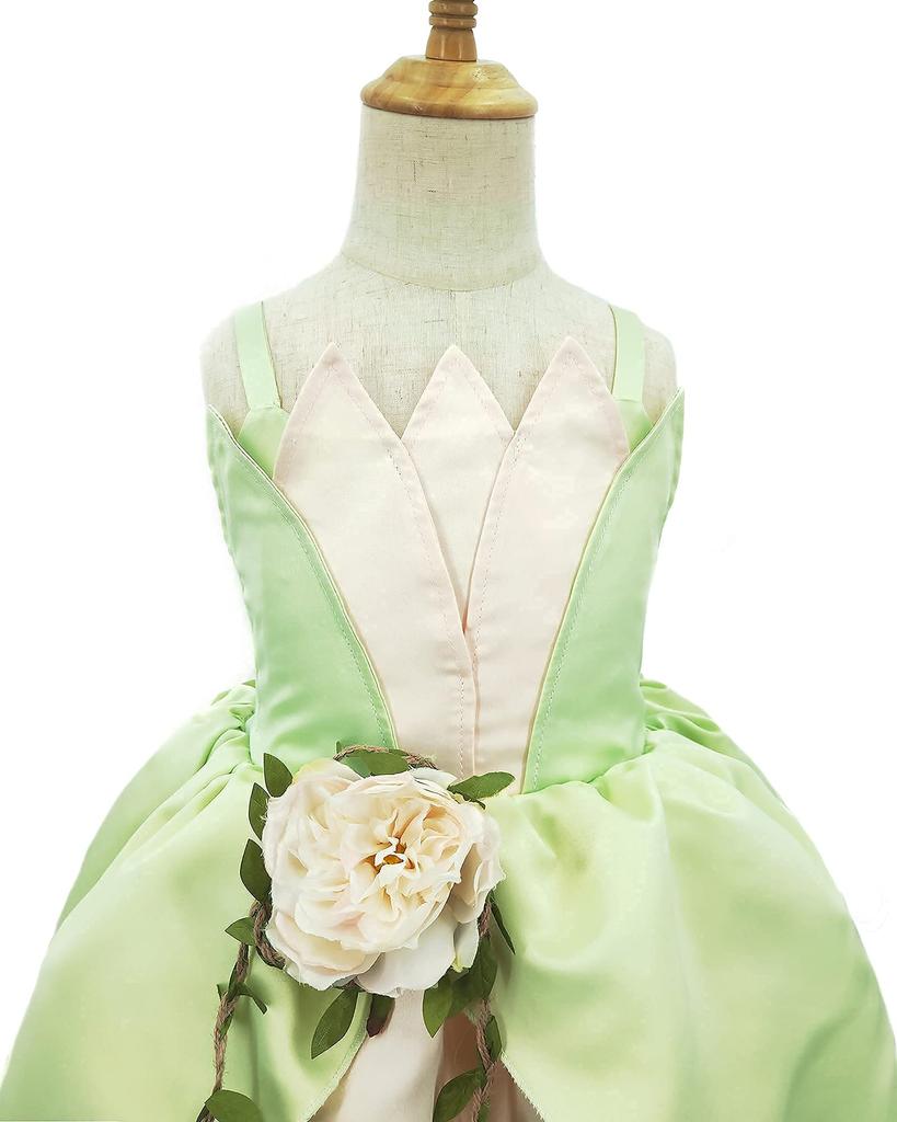 Princess and the Frog Princess Tiana Frog Princess and Frog King Floral Cosplay Event School Stage School Recital [TYHTYM] Dress, Dress, Costume,