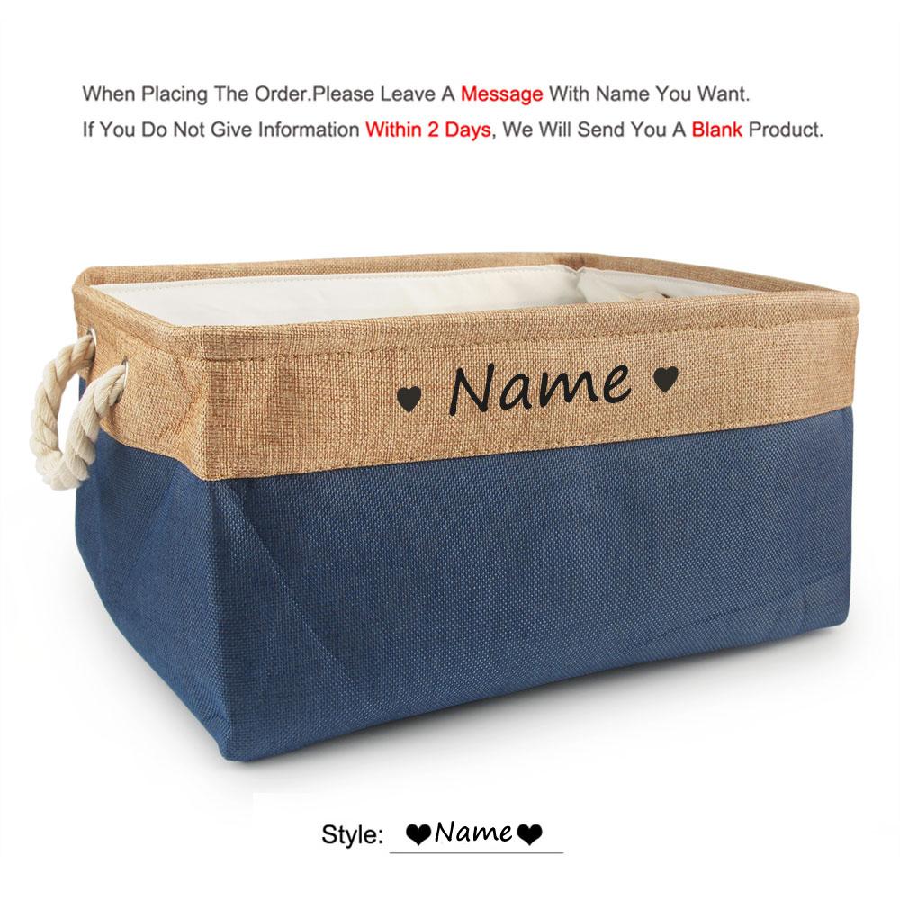Free Custom Basket Cat Dog Toy Print Name Pet Storage Box DIY Toys Clothes Accessories Foldable Organize Customized