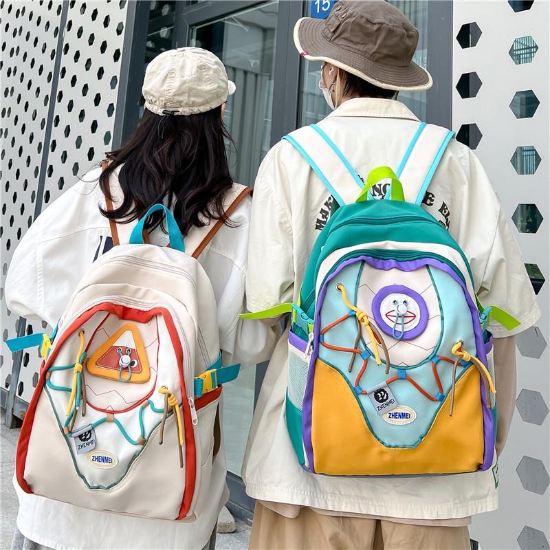 New Middle and High School Student Schoolbag Personalized College Student Trendy Cool Contrasting Color Versatile Backpack High Value Backpack