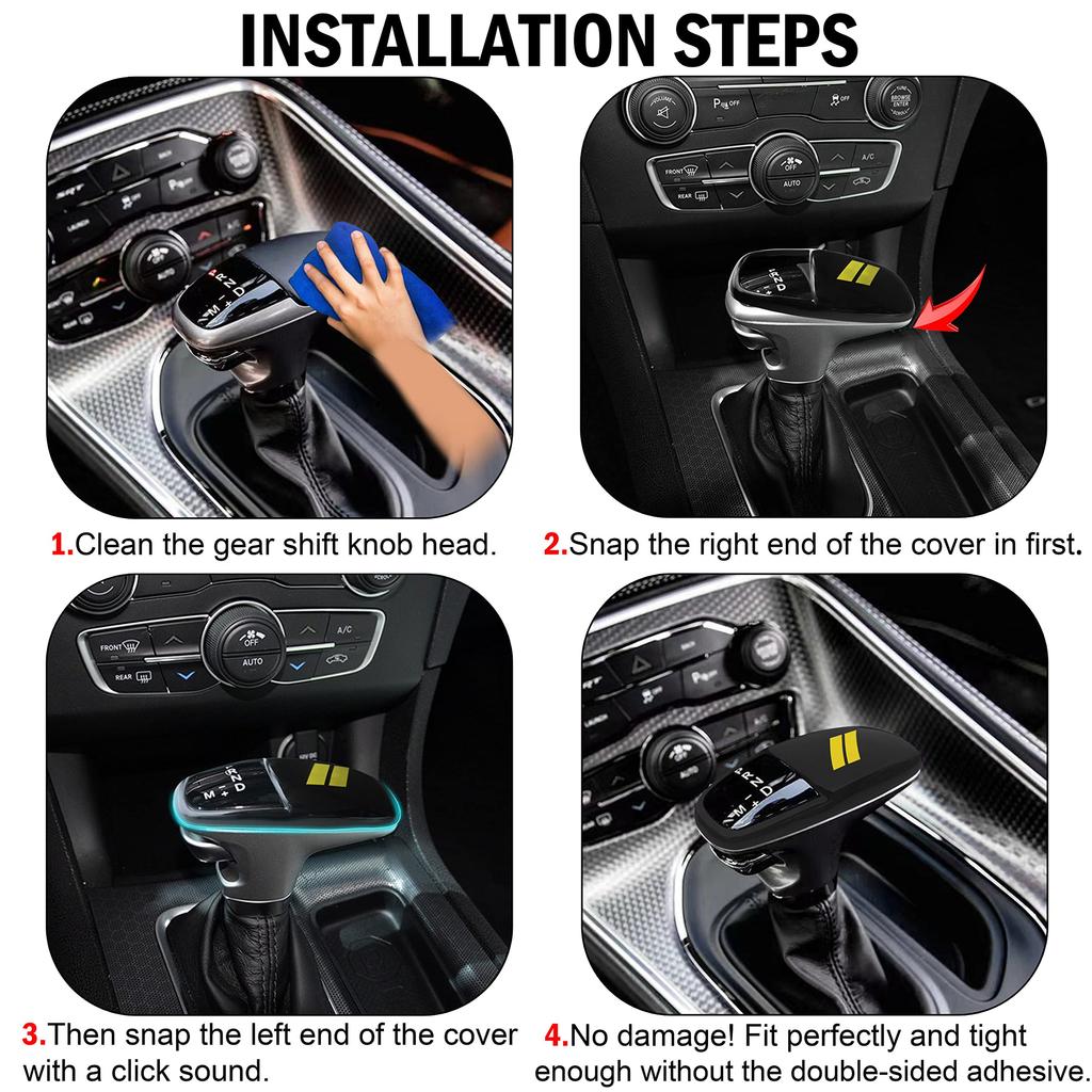 SENSHINE Gear Shift Knob Head Cover for Dodge Charger Accessories Challenger Durango ABS Interior Shell Insert Decorative Protector Gear Shifter Cover