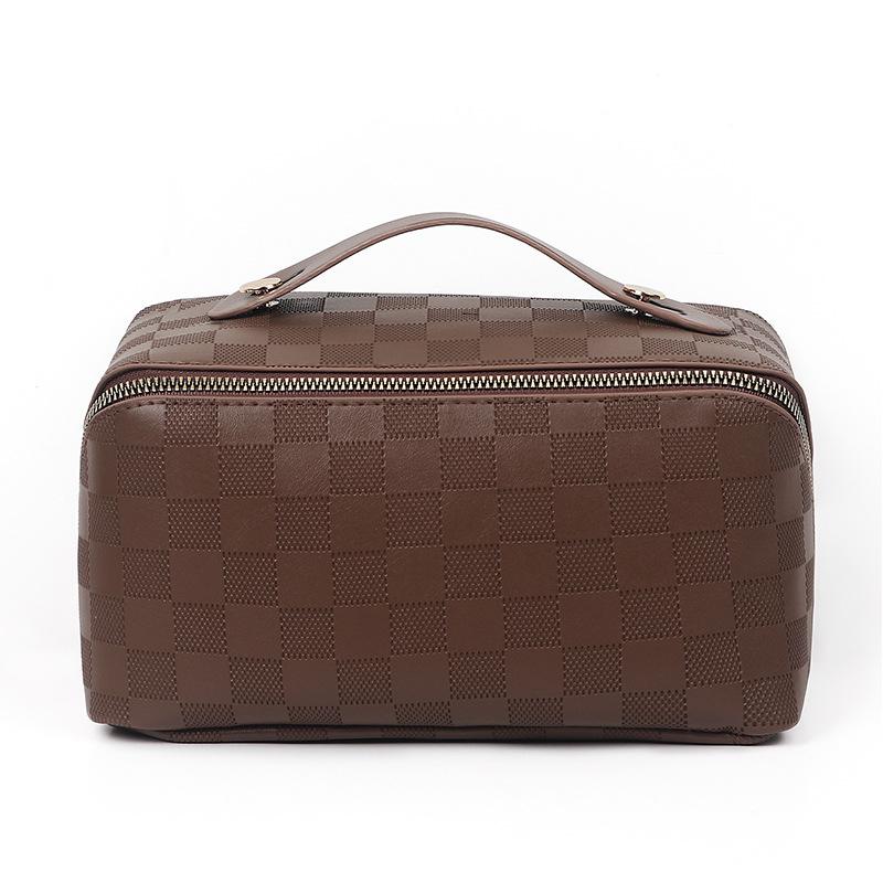 Stylish Large Capacity Grid Makeup Bag Portable Travel Waterproof Bag Storage