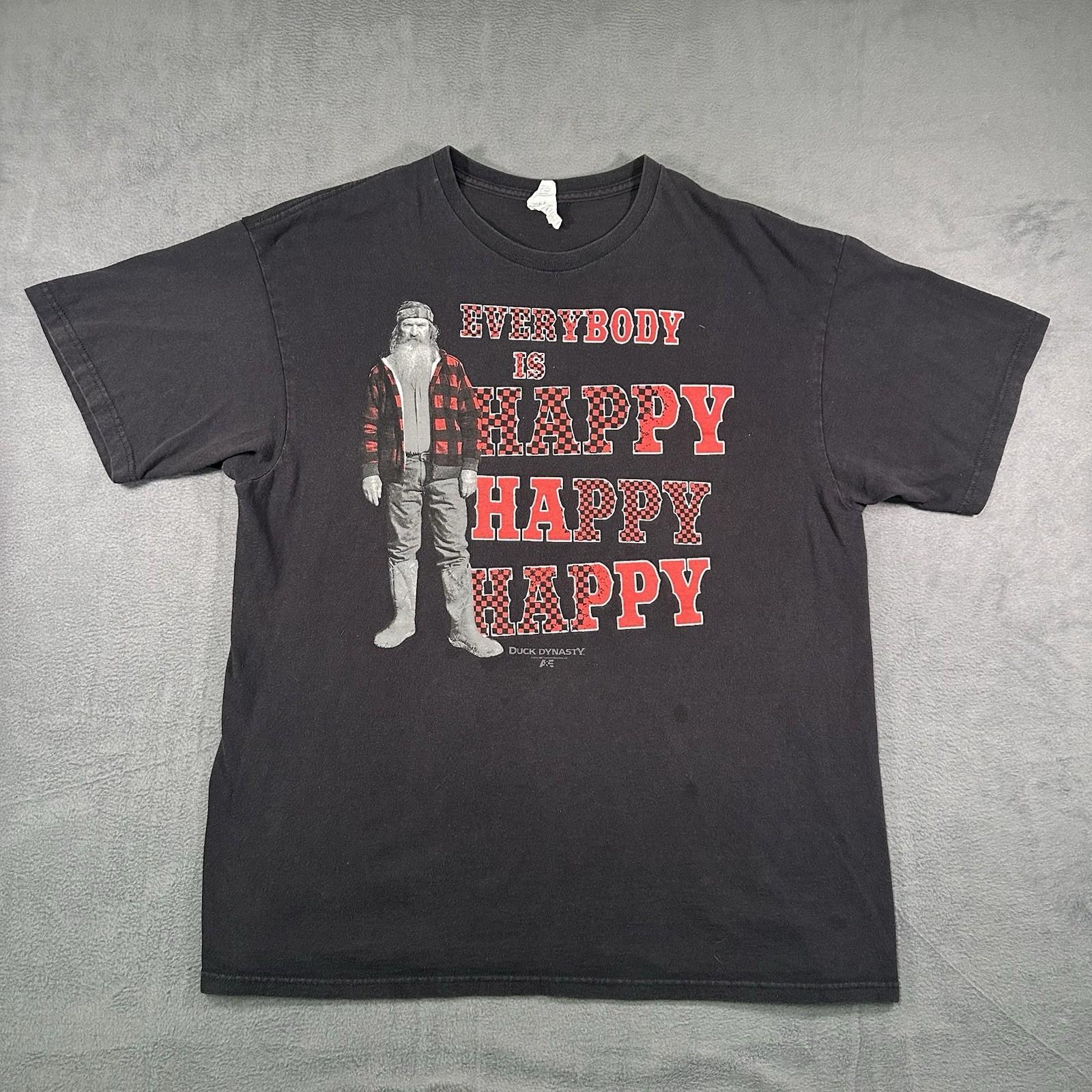 Duck Dynasty Black T- Mens XL Phil Robertson Everybody is Happy Happy Happy Unisex T-Shirt XL