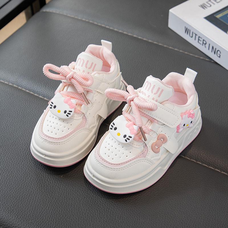 Girls' 2026 Spring/Autumn Breathable Cartoon Sneakers - Thick Sole, Non-Slip, Casual Running Shoes