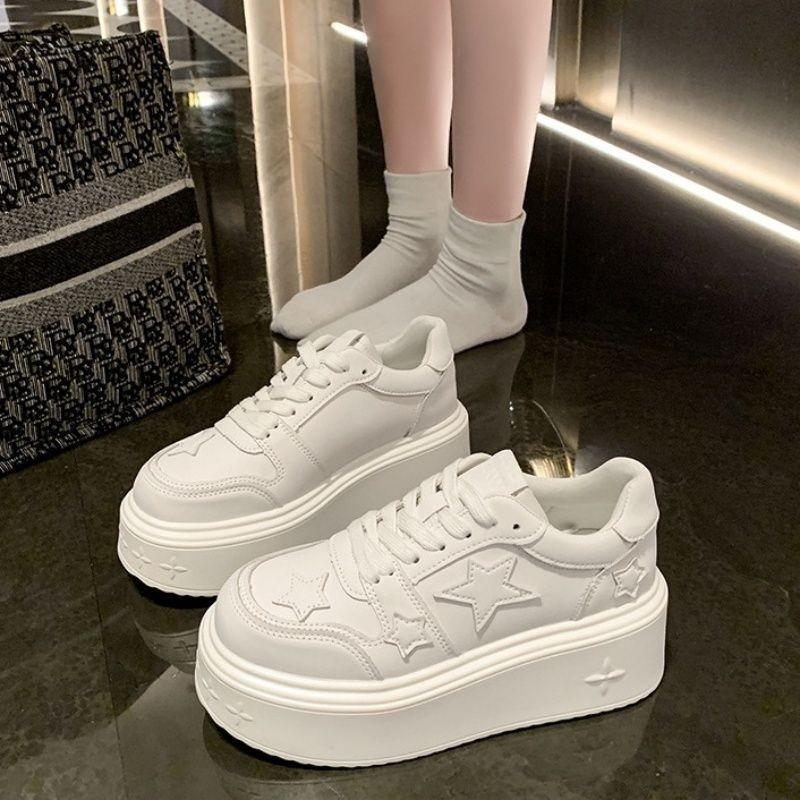 Casual Shoes Board Shoes Women's Niche Spring Original Platform White Shoes Versatile New Height-increasing Muffin Shoes Stars