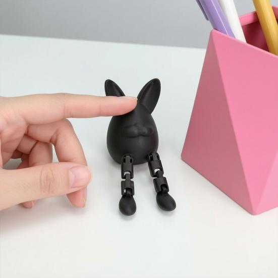 Easter Egg Bunny Figurine, 3D Printed Poseable Rabbit Statue with Movable Legs, Cute Desktop Ornament for Home, Office
