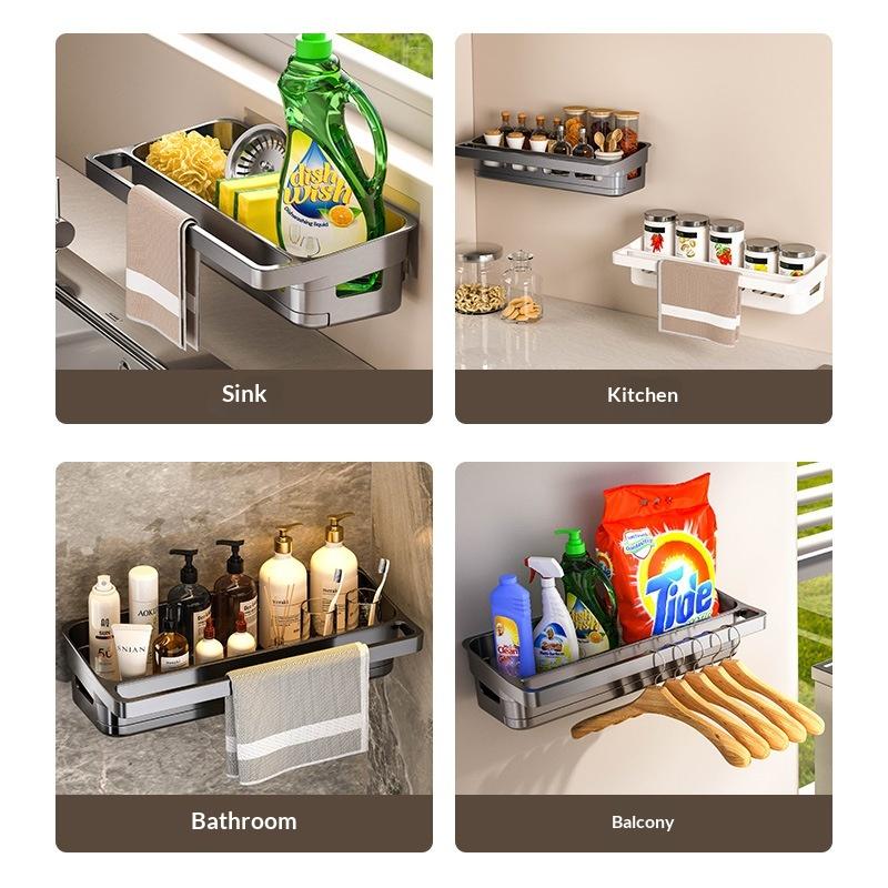 Kitchen Sink Organizer Drain Rack Self-Draining Shelf Sponge Holder Dishcloth Faucet Storage Soap Drainer Kitchen Accessories
