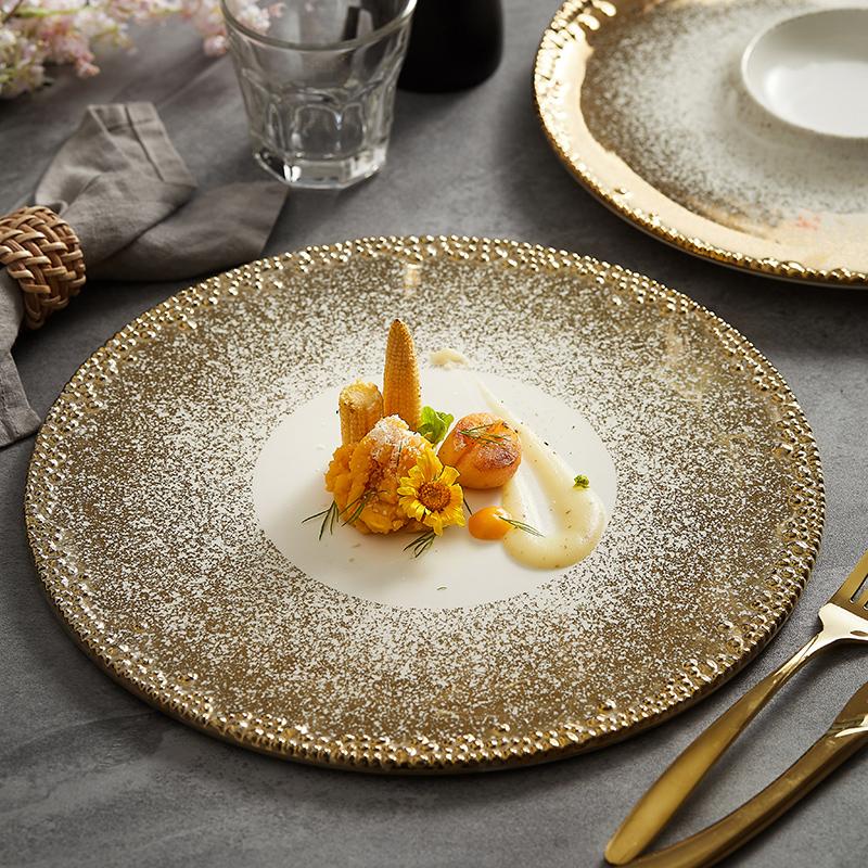 Ceramic Round High-end Restaurant Western-style Steak Plate Kitchen Fruit Salad Plate Flat Plate Kitchen Dessert Plate