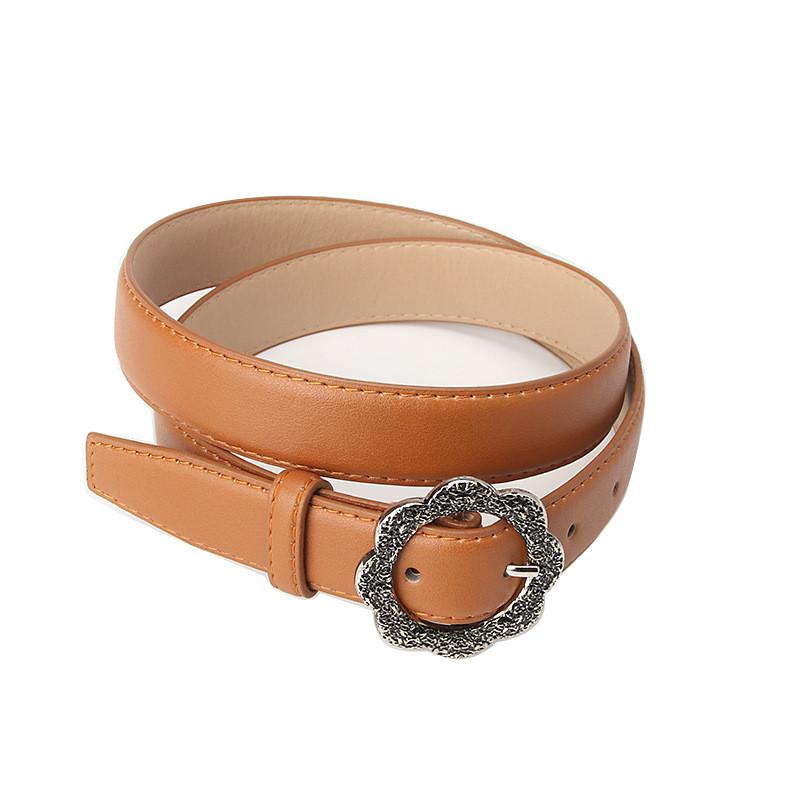 Damen Vintage Blumenmuster Pu-Gürtel Mit Legierungsschnalle Für Freizeit- Und Bürokleidung