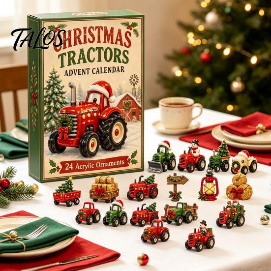 Acrylic Festive Decoration Transportation Vehicles Advent Calendar 2026 for Kids, 24 Day Christmas Countdown Set Eve Surprise with Collectible