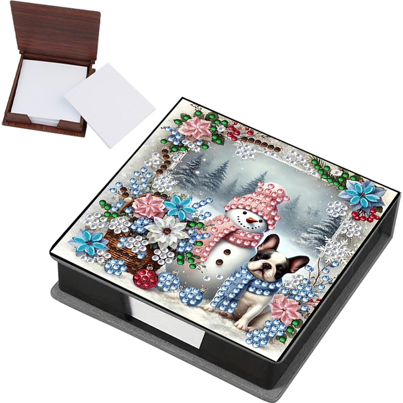 

5D DIY PU Diamond Painting Notecard Box with 160 Sheets Paper Self Adhesive Crystal Note Box Mosaic Kit for Home Office