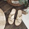 Fashion Soft Leather Twist Bow Slippers Woman Brief Cross Band Sandals Low Heels Slides Beach Shoes Summer Ladies Flipflops Casual Clogs