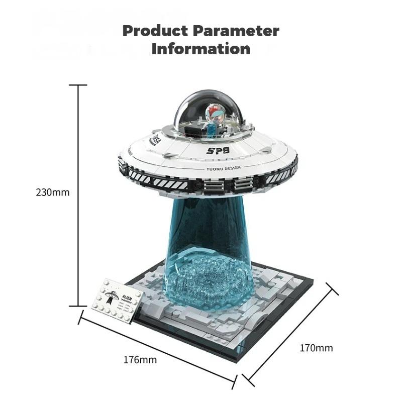 UFO Raumschiff Bausteine Set Hoher Schwierigkeitsgrad Montage Raumschiff Modell Pädagogisch Konstruktion Sammlerstück Ausstellungsspielzeug