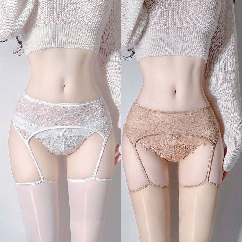 Débardeur en Dentelle de Soie Noire à l'Huile de Cheval Ultra-Doux avec Bas Sexy Hauts sur les Genoux