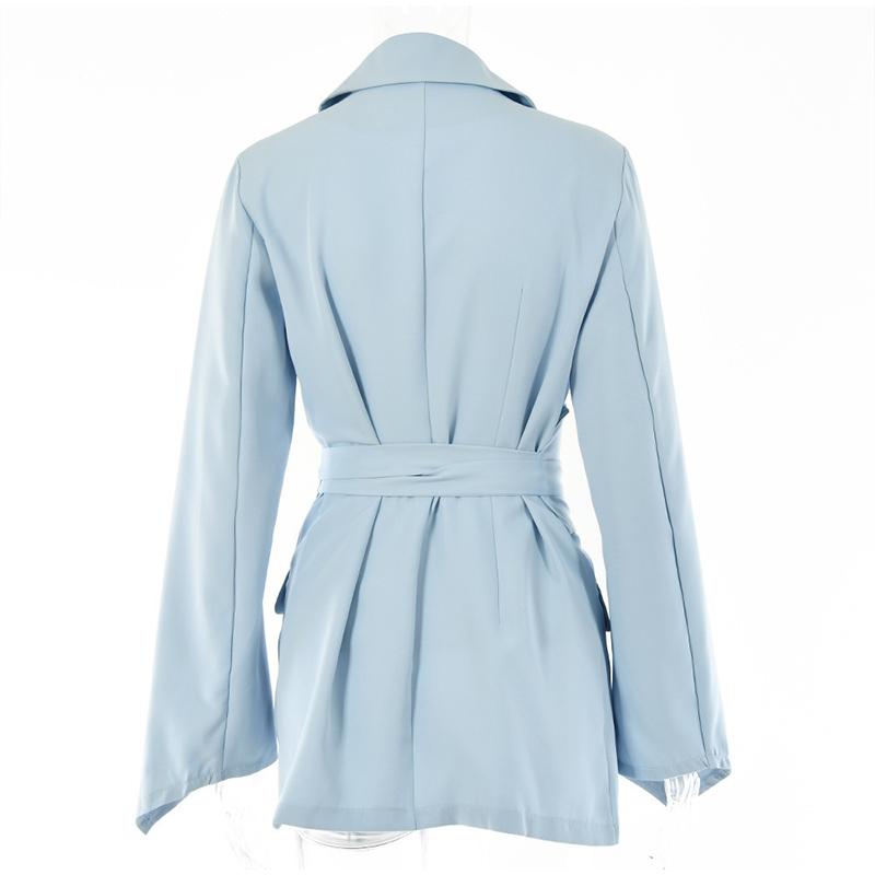 2025 Jaro Léto Nové Dámské Módní Bundy Jednobarevné Ležérní Klopa Dlouhý Rukáv Sako Ohrnovací Límec Šněrovací Dámské Kabáty