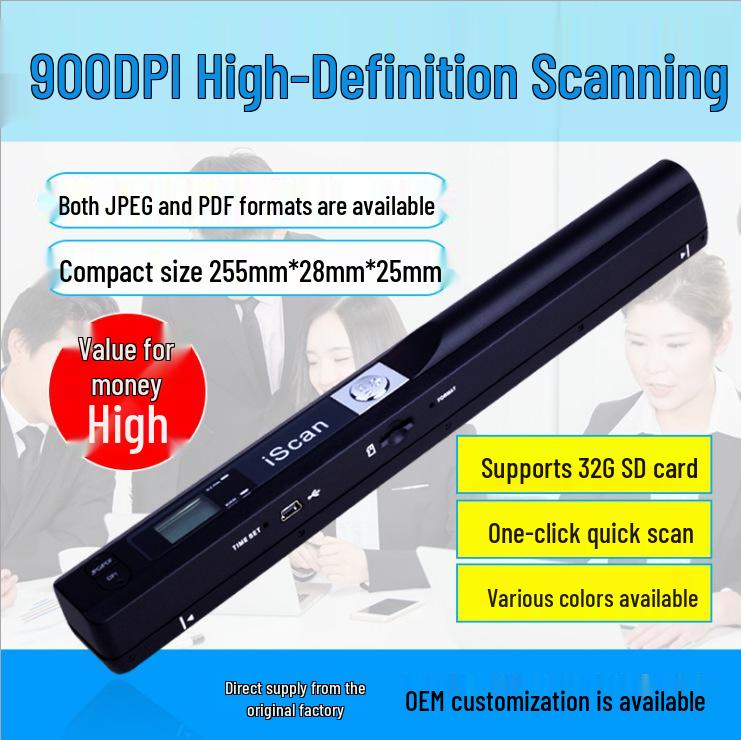 High-Definition 900DPI Portable Handheld A4 Pen Scanner