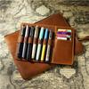 Fromthenon Cowhide Zipper Pen Bag Vintage Multiple Pen Case Large Capacity Removable Writing Case Stationery Storage Bag Quality