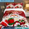 Custom Name 3PCS Santa Snowman Friendship Bedding Set,Including Duvet Cover And 2pcs Pillowcases Perfect for Bedroom,Dormitory,Fan Christmas Gift