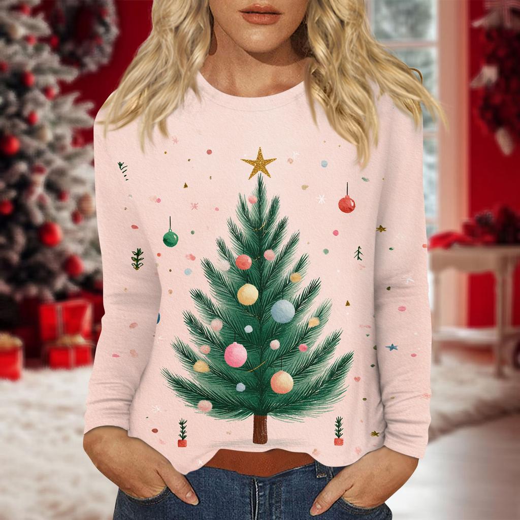 Women's Daily Casual Long-sleeved Printed O-neck Top