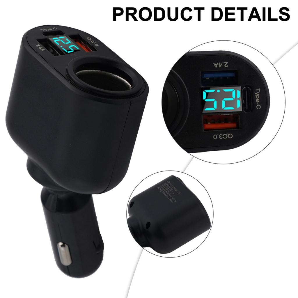 1 PC Car Splitter Charger Car Socket Splitter Charger Fast Charging