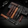 Genuine Leather Watch Strap 18mm 20mm 22mm WatchBand for Men Women Wrist Watch Band Accessories Metal Buckle Black Light Brown