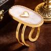 Adjustable Double-ring Opening Ring Finger Oval Design Enamel Process Women