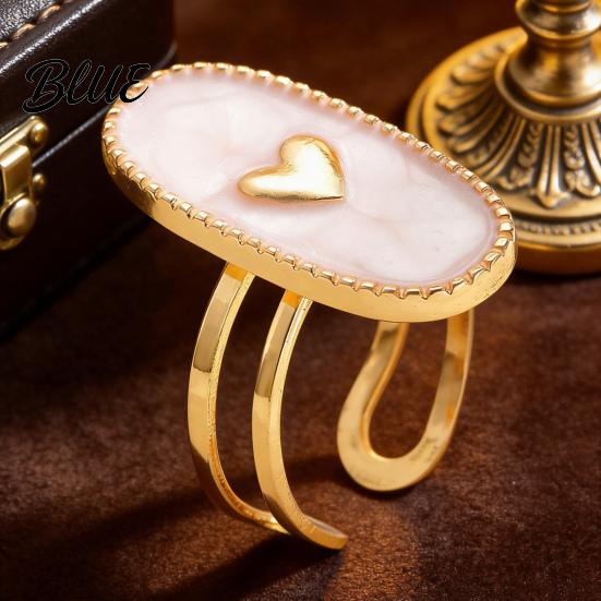 Adjustable Double-ring Opening Ring Finger Oval Design Enamel Process Women
