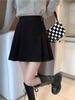 2024 Spring High-Waist Black Pleated A-Line Skirt - Celebrity Style for Plus Size Women