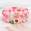 Strawberry Pendant Pink Beads Multilayer Stretch Bracelet Cute Fruit Hand Decoration Gift for Women