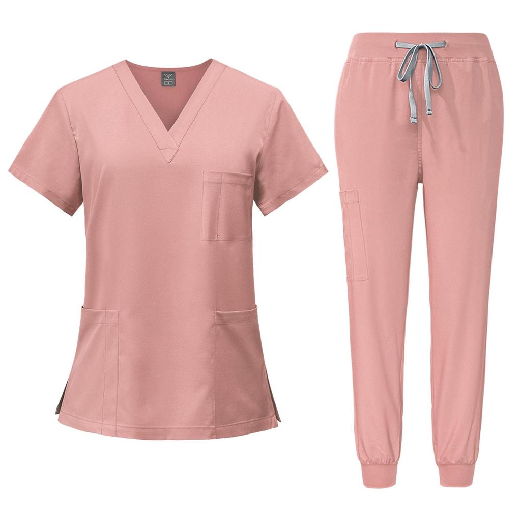 Unisex Beauty Salon Scrub Set: Short Sleeve, Stretch, ICU-Ready