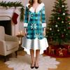 Christmas Party Printed Dresses For Women Vintage Christmas Midi Dress Casual Dresses Cocktail Dress Party Festive Dresses