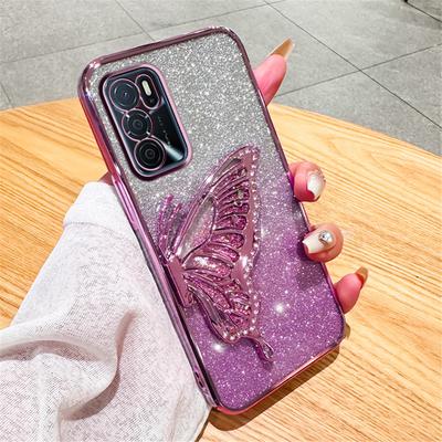 Glitter Butterfly Quicksand Plating Phone Case For OPPO A17 A16 A16S A54S A53S A91 A5 A9 A31 A53 2020 Reno 12 11 Pro 11F Cover