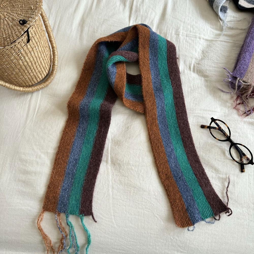 Y2k Color Block Knitted Scarf Women Cashmere Wool Scarves Harajuku Decoration Neckerchief Korean Style Thin Narrow Long Scarf