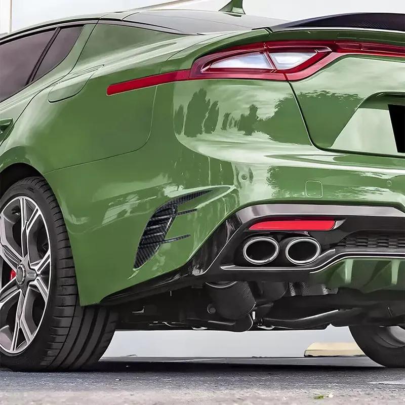 For KIA Stinger 2018- Car Sticker Rear Bumper Side Vent Spoiler Canard Covers Carbon Fiber Look Gloss Black Accessories ABS