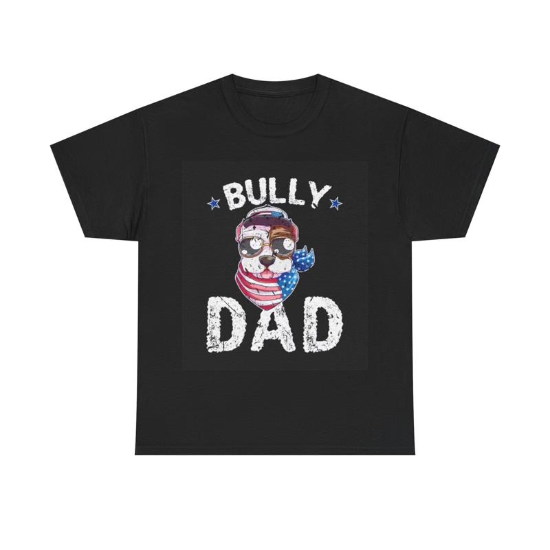 Pitbull Dad T Shirt Funny Cute Bully Breeds American Flag Dog Lover Gift