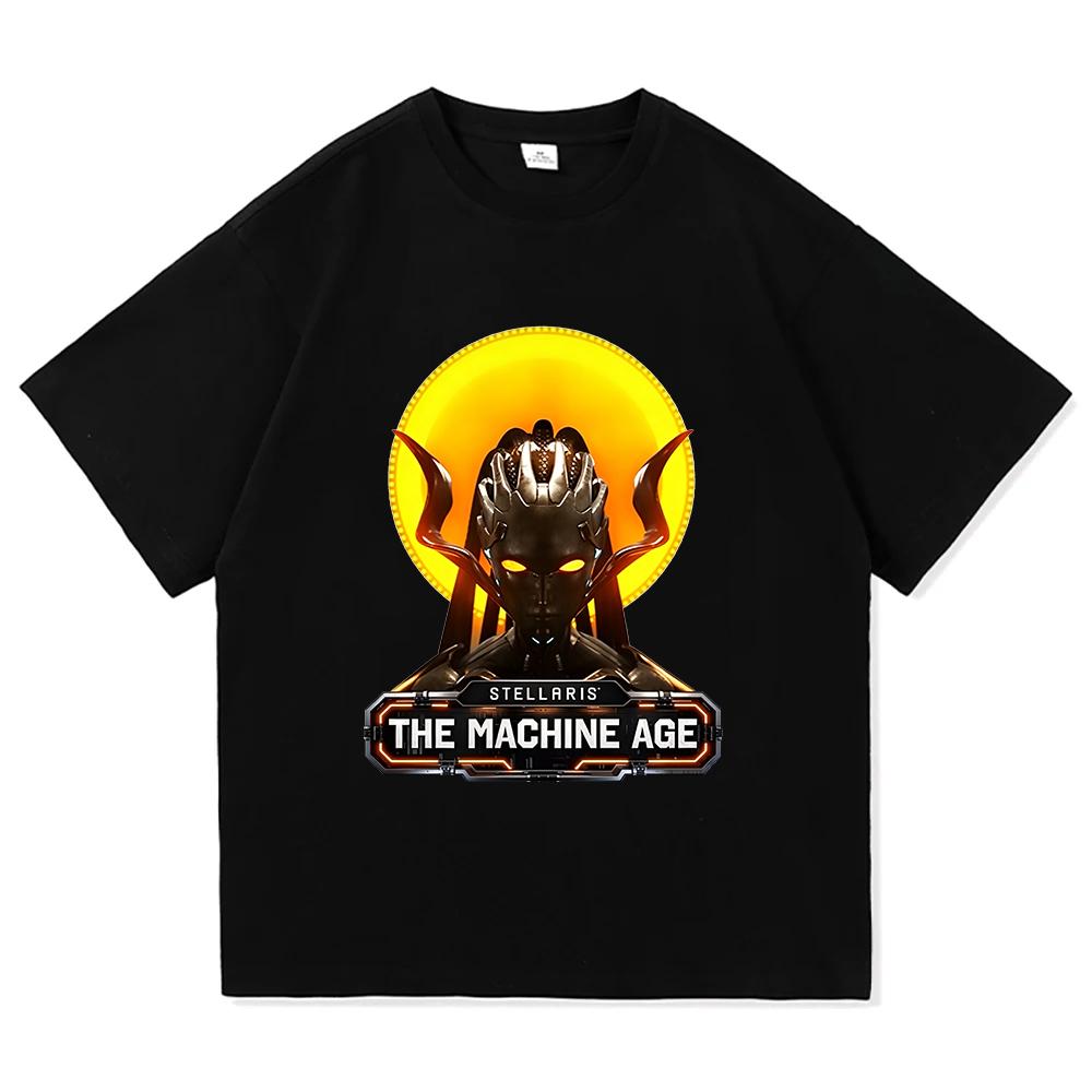 Stellaris The Machine Age Cetana Logo Tshirt Short Sleeve Cotton Soft Tshirts Unisex Unisex Clothing Summer Casual Graphic Merch