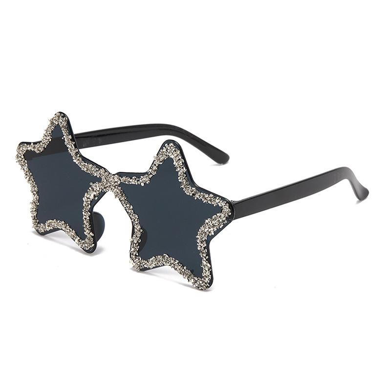 Star Shaped Glitter Sunglasses For Women Colorful Candy Tones UV400 Protection Trendy Party Shades For Festivals KJ136